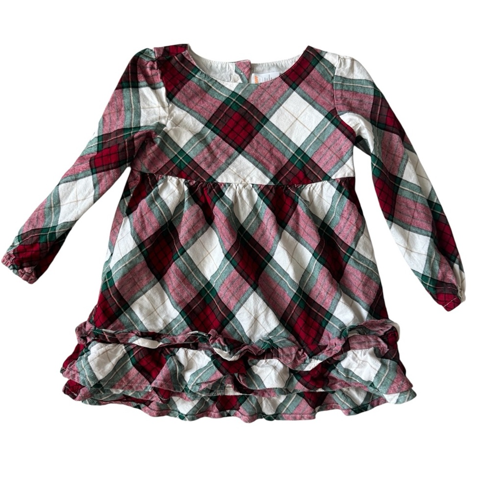 Gymboree Toddler Girl Holiday Plaid Ruffle Dress Long sleeve – Size 5T - Picture 2 of 8